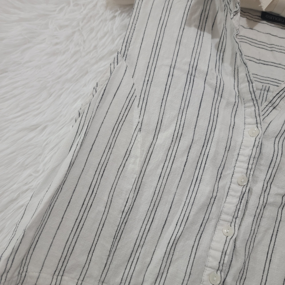 Esmara Linen Sleeveless Striped Midi Dress - White and Gray Size 8 - Picture 3 of 16